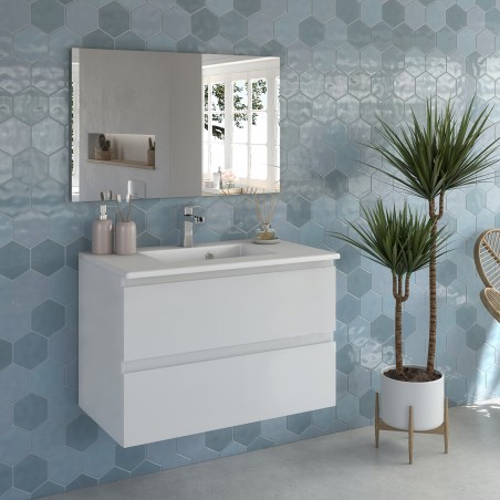 Mobile Bagno Sospeso Congrazia in Larice Bianco con Specchio Illuminato LED 142-DCN-LB100 142-DCN-LB100 1