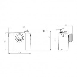 Sanitrit Sanitop UP SPSUP: Trituratore Silenzioso da 400 W per Lavabo SPSUP 2
