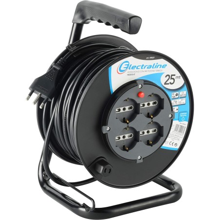 Electraline 49027 Prolunga Elettrica con Avvolgicavo 25 mt 4 prese polivalenti 49027 1