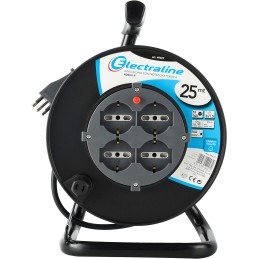 Electraline 49027 Prolunga Elettrica con Avvolgicavo 25 mt 4 prese polivalenti 49027 2