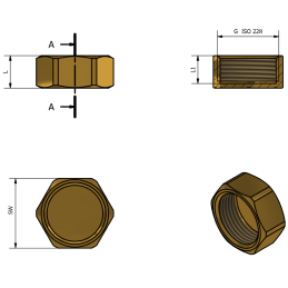 Tappo Femmina in Ottone Giallo 1/2" - Codice 10712 TDM BRASS 10712 2