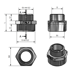 Nipplo Ridotto M/M in Ottone Cromato 1/2" x 3/8" - Codice 112SC1238 TDM BRASS 112SC1238 2