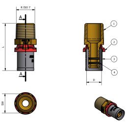 Raccordo Filettato Maschio Utilizzabile con Pressatrice per Tubi in Plastica o Multistrato 1/2" x 16 - Codice 16301216 TDM BRASS