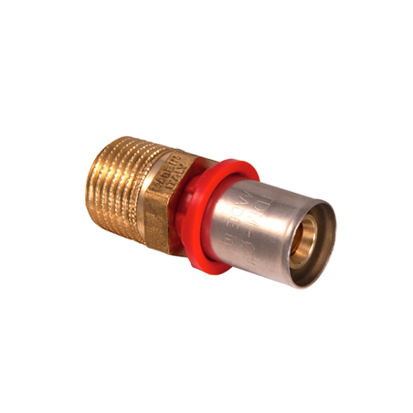 Raccordo Filettato Maschio Utilizzabile con Pressatrice per Tubi in Plastica o Multistrato 1/2" x 16 - Codice 16301216 TDM BRASS