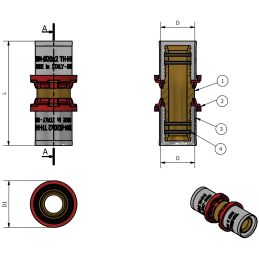 Raccordo Dritto Doppio per Tubi in Plastica o Multistrato 63x4,5 - 63x4,5 - Codice 164063 TDM BRASS 164063 2