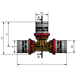Raccordo Tee Ridotto per Tubi in Plastica o Multistrato 26x3-26x3-20x2 - Codice 1645262620 TDM BRASS 1645262620 2