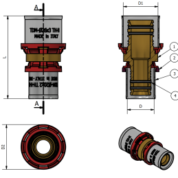 Raccordo Dritto Doppio Ridotto 26x3 - 32x3 per Pressatrice - Codice 16402632 TDM BRASS 16402632 2