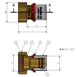 Adattatore Diritto Sede Piana con Dado Girevole 1/2"-20x2 per Pressatrice - Codice 16261220 TDM BRASS 16261220 2