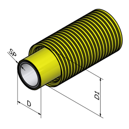 Tubo Pex/Al/Pex Gas con Rivestimento Corrugato Ø 26x3 in Rotolo di 50 MT - Codice 1090GR 26 TDM BRASS 1090GR 26 2