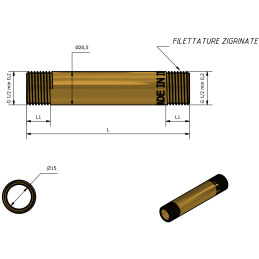 Barilotto M/M in Ottone Giallo mm 200x1/2" - Codice 105M12200 TDM BRASS 105M12200 2