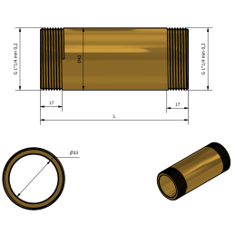 Barilotto M/M in Ottone Giallo mm 100x1"1/4 - Codice 105MP4100 TDM BRASS 105MP4100 2