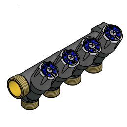 Collettore di Distribuzione 1" e 4 vie 3/4" TDM BRASS Giallo Nichelato - Codice 110501344W 110501344W 2