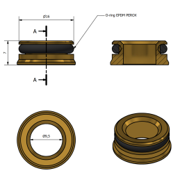 Inserto per cambio sede conico / piana 1/2"x16 TDM BRASS - Codice 1128IM1216 1128IM1216 2