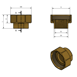 Adattatore curvo sede piana dado girevole 1"1/4x3/4 TDM BRASS - Codice 23334P4 23334P4 2