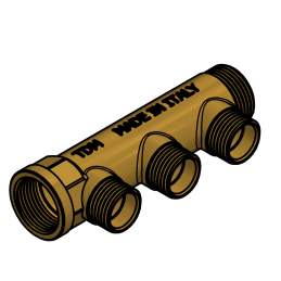 Collettore lineare 1" con 3 vie da 3/4" in Ottone giallo TDM BRASS - Codice 111001343 111001343 2