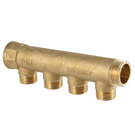 Collettore lineare 1" con 4 vie da 1/2" in Ottone giallo TDM BRASS - Codice 111001124W 111001124W 1