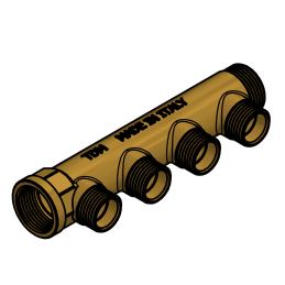 Collettore lineare 1" con 4 vie da 1/2" in Ottone giallo TDM BRASS - Codice 111001124W 111001124W 2