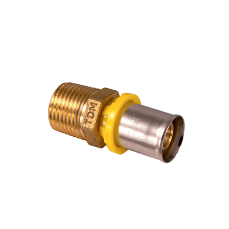 Raccordo diritto maschio acqua e gas 1/2"-20x2 per tubi multistrato a pressare TDM BRASS - Codice 17301220 17301220 1