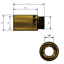 Prolunga m/f in ottone giallo 1"x10 TDM BRASS 1100110 1100110 2