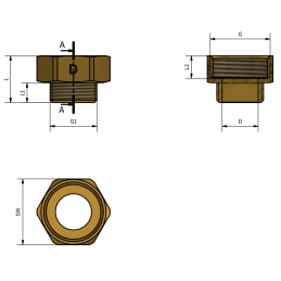 Prolunga ridotta esagonale f/m in Ottone giallo 1"1/2x1"1/4 TDM BRASS - Codice 116P2P4 116P2P4 2