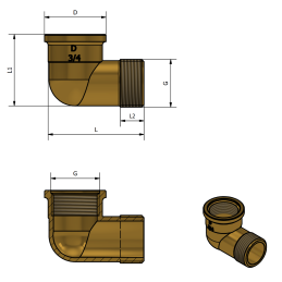 Gomito 90° m/f in ottone giallo 1"1/4x1"1/4 TDM BRASS - Codice 210PP4 210PP4 2