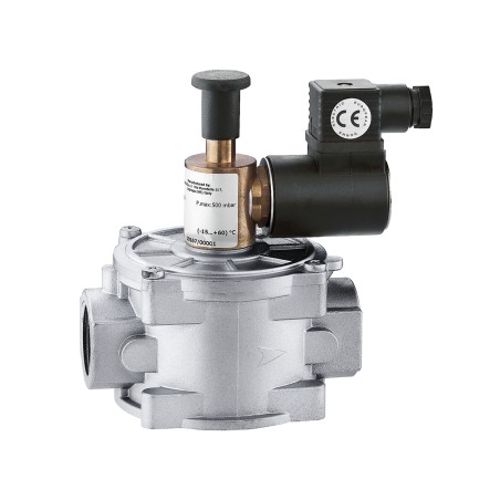 Elettrovalvola gas, normalmente aperta, con riarmo manuale Rp 1 1/2" (EN 10226-1) F, 230 V AC - Caleffi 839008 839008 1