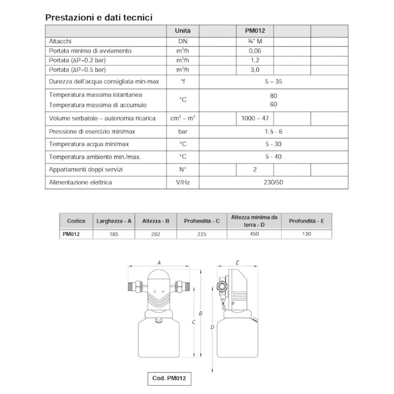 Pompa Dosatrice Proporzionale Minidue PM103 1/2” F – Senza Elettricità, Per Trattamento Anticalcare
