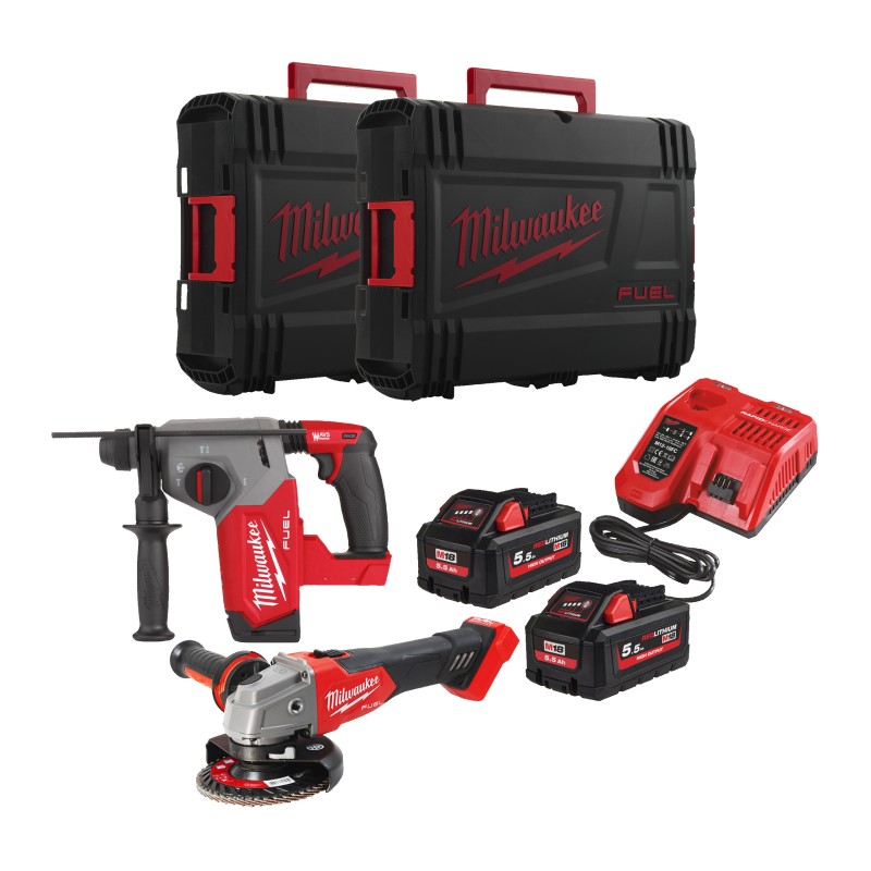 M18 FH + M18 FSAG125X, 2 Batterie 18V 5.5 Ah High Output M18 FPP2BF-552X Milwaukee 4933499341 4933499341 1