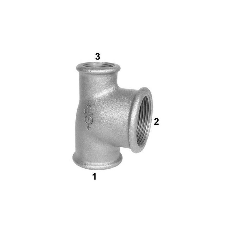 TEE 1 X 3/4 X 1 ø 1" x 3/4" x 1" GHISA MALLEABILE ZINCATA 13005545 ATUSA ITALIA SPA 13005545 1