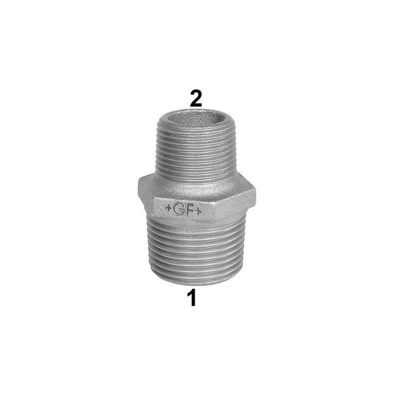 NIPPLES 2 X 1 1/4 ø 2" x 1.1/4" GHISA MALLEABILE ZINCATA 24505086 ATUSA ITALIA SPA 24505086 1