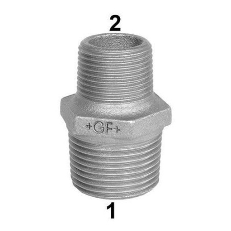 NIPPLES 2 X 1 1/4 ø 2" x 1.1/4" GHISA MALLEABILE ZINCATA 24505086 ATUSA ITALIA SPA 24505086 1