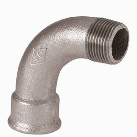 CURVA 90° A RAGGIO LUNGO M/F ø 1/2" GHISA MALLEABILE ZINCATA 01005003 ATUSA ITALIA SPA 01005003 1