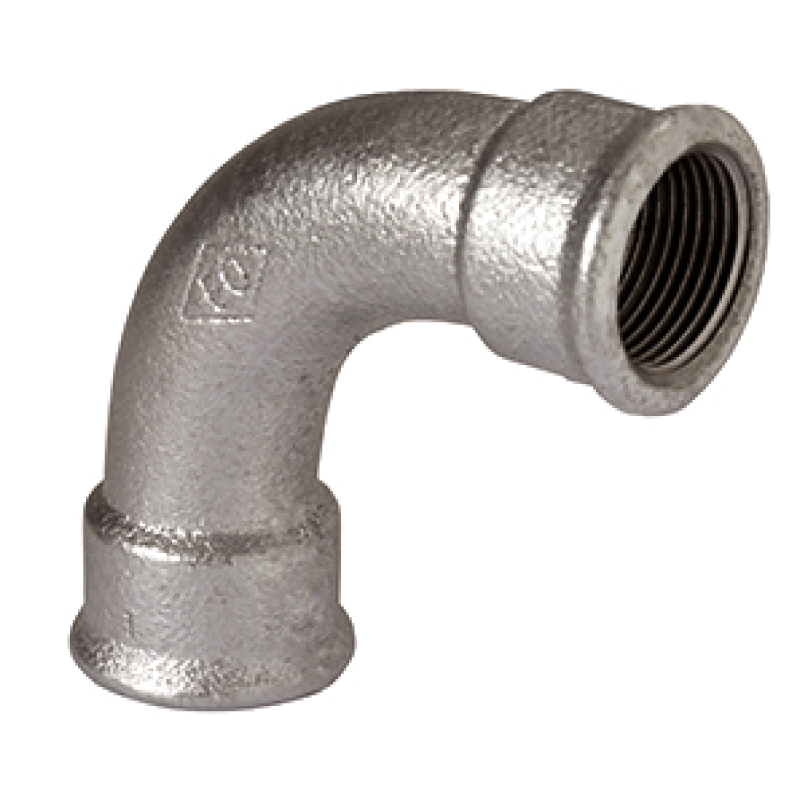 CURVA 90° A RAGGIO LUNGO F/F ø 2" GHISA MALLEABILE ZINCATA 02005008 ATUSA ITALIA SPA 02005008 1