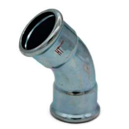 Curva 45° FF HTfire Ø 22 mm Pressfitting - Raccordo in Acciaio Galvanizzato HITHERM HTG001022000 HTG001022000 1