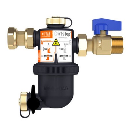 Defangatore magnetico orientabile compatto con filtro interno completo 3/4” F x 3/4” M 520049W Ivar