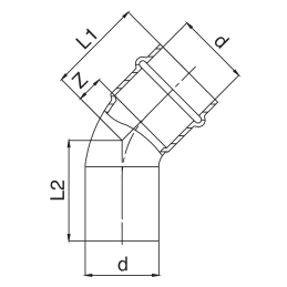 Curva 45° maschio-femmina 28x38x40x13 FRABO RS9040028028000