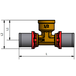 Raccordo Tee Femmina per Tubi in Plastica o Multistrato 50x4-1"1/2-50x4 - Codice 1655P250 TDM BRASS 1655P250 2