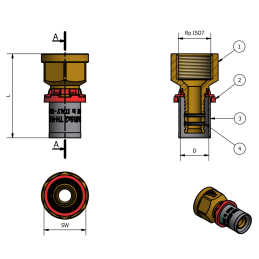 Raccordo diritto femmina 1" x 26x3  per tubi multistrato a pressare TDM BRASS - Codice 16350126 16350126 2