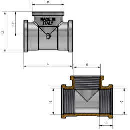 Tee Femmina in Ottone Cromato 1/2" x 1/2" x 1/2" - Codice 205C12 TDM BRASS 205C12 2