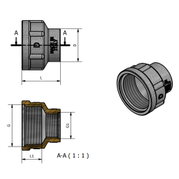 Manicotto Ridotto F/F Nichelato 1"1/2 x 1" - Codice 215NP201 TDM BRASS 215NP201 2