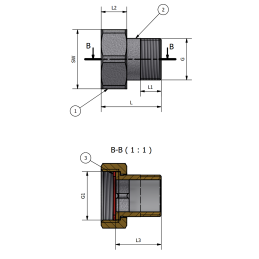 Codolo e Dado con Guarnizione Nichelato M 1/2" x F 3/4" - Codice 230AN12 TDM BRASS 230AN12 2