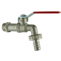 Rubinetto Portagomma 1/2" Maniglia Acciaio Piatto Rossa - Codice 59012 TDM BRASS 59012 1