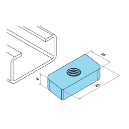 Dado Rettangolare M8 per Staffaggio Leggero 30x15-32x20 - Codice 11100 OTER 11100 2