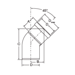 PPSCQ-45 CURVA  45° - Synergy Cod. PPSCQ-45060 - Diametro 60