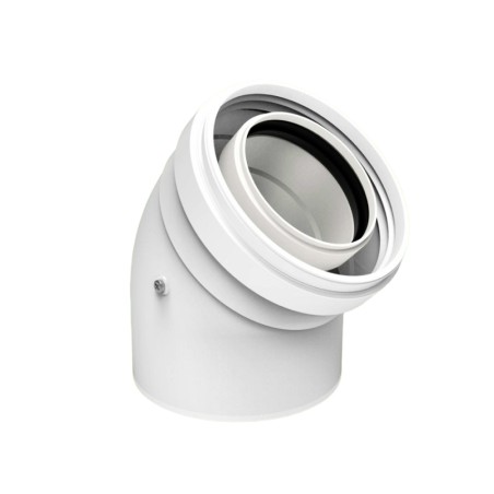 Curva Coassiale 45° Ø60/100 PP/Acciaio Laccato Chimeplast Fig 610-45MHP15 per Caldaie a Condensazione 610-45MHP15 1