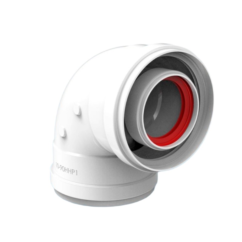 Curva Coassiale 90° Ø60/100 in Alluminio Aluone Fig 610-90HHP1 Maschio Maschio per Caldaie a Camera Stagna 610-90HHP1 1