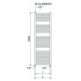 Cordivari Lisa 25 Silver Look 1600x600 interasse 550 mm - scaldasalviette Cod. 3551586100216 3551586100216 2