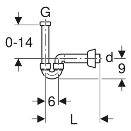 Sifone curvo Geberit 151.101.11.1 per bidet, scarico orizzontale, Ø 40 mm, G 1 1/4", L 37 cm 151.101.11.1 3