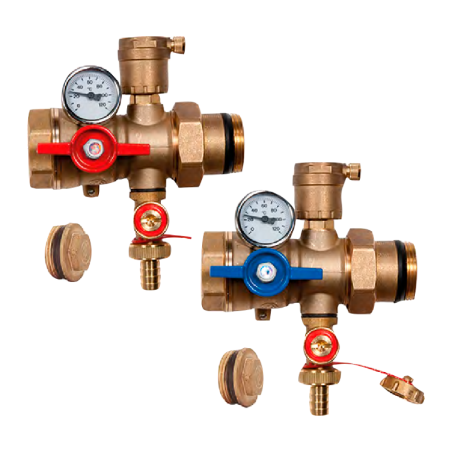 Giacomini R269TY035 Coppia valvole multifunzione per collettori 1" F x 1" M R269TY035 1