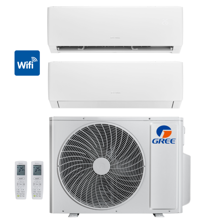 Gree Pular Climatizzatore Dual Split 9000 + 9000 Btu Inverter WiFi R32 GWHD(14)NK6OO GREE10148/GREE10148/GREE10141 1